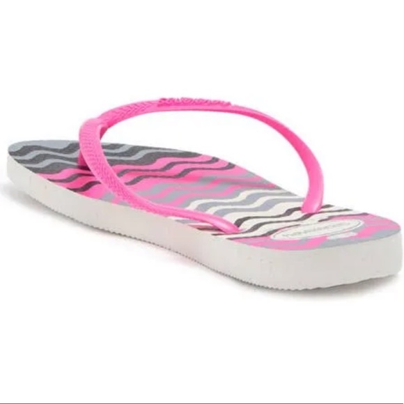 NWT Fits 8.5 - 10 Havaianas Slim Harmony WAVE Flip-Flop White Sole Pink Strap - Picture 2 of 13